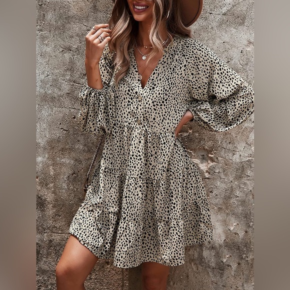 Long sleeve leopard tunic dress - Picture 4 of 4